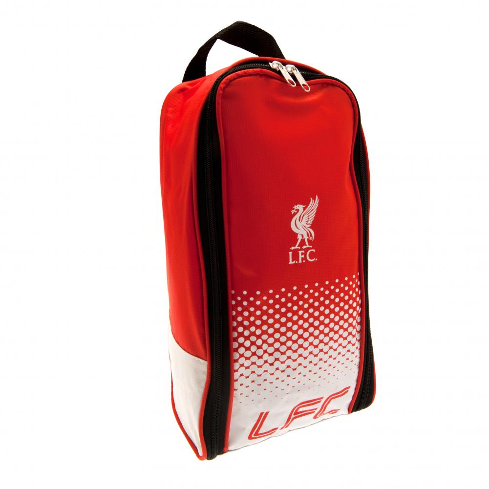 Red and white shoe bag with LFC logo on a white background