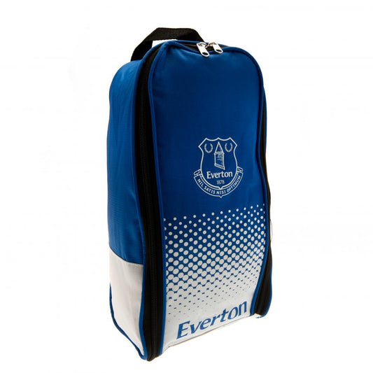 Blue and white shoe bag with Everton logo on a white background