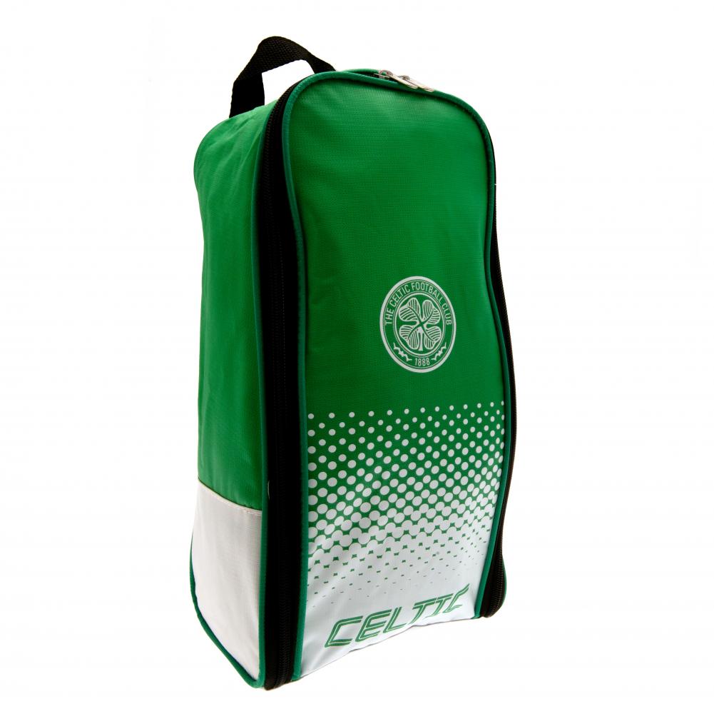 Green and white boot bag with Celtic logo on a white background