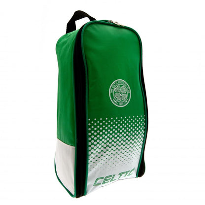 Green and white boot bag with Celtic logo on a white background