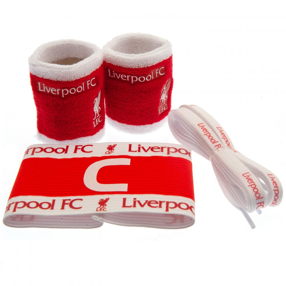 Liverpool FC wristbands and lanyard on a white background