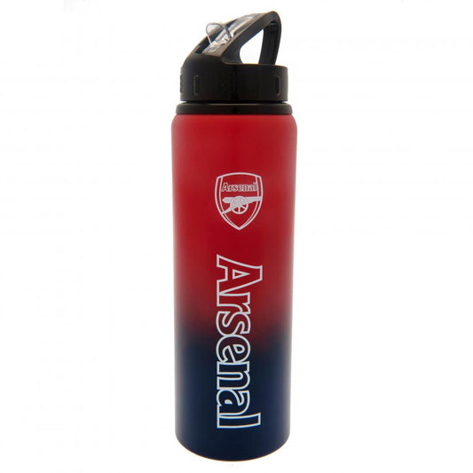 Red and blue water bottle with Arsenal logo