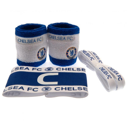 Chelsea FC accessories set with wristbands, captain's armband and bootlaces