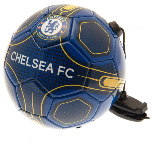 Blue and gold Chelsea FC training football with a strap