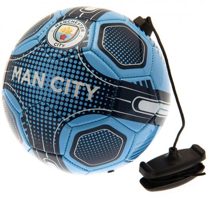Manchester City branded training ball with a black strap