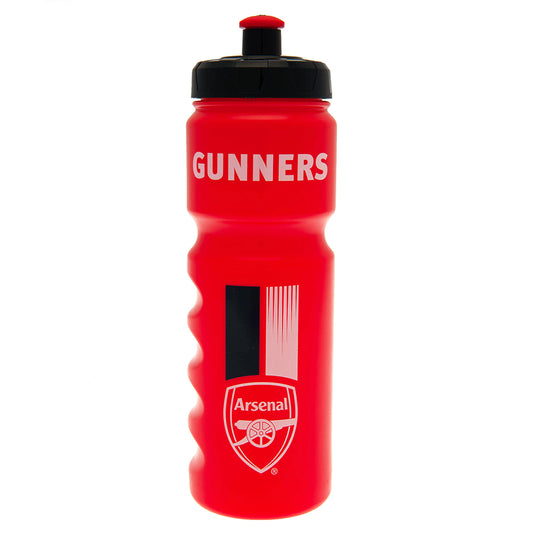 Red water bottle with Arsenal logo and 'GUNNERS' text on a white background