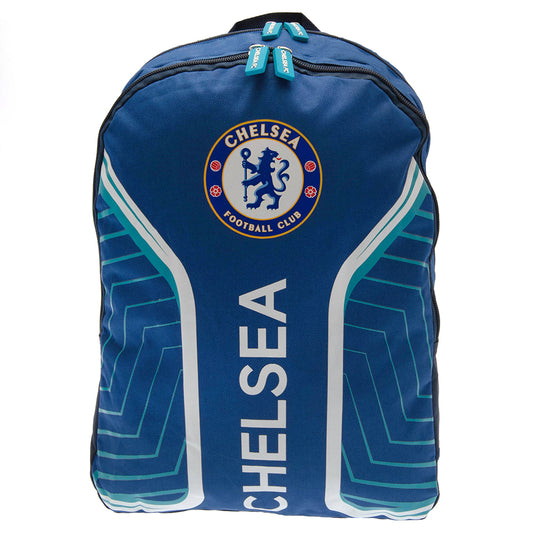 Blue backpack with Chelsea Football Club logo on a white background