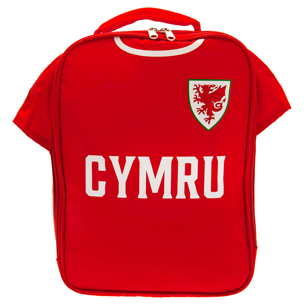 Red bag with 'Cymru' and a crest on a white background