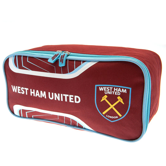 Red shoe bag with West Ham United logo on a white background