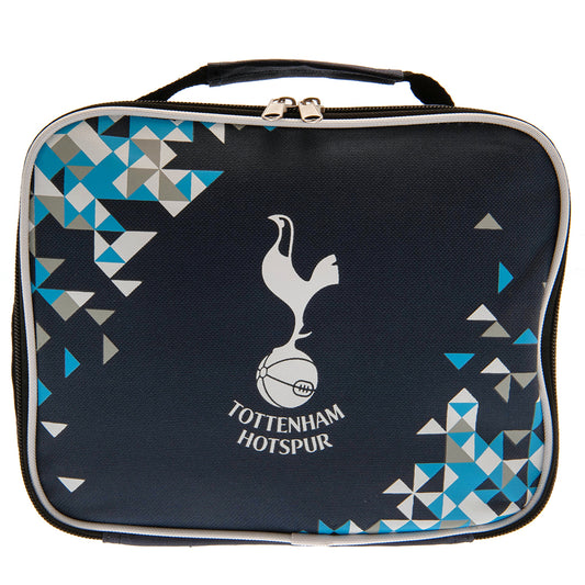 Lunch bag with Tottenham Hotspur logo and geometric pattern on a white background