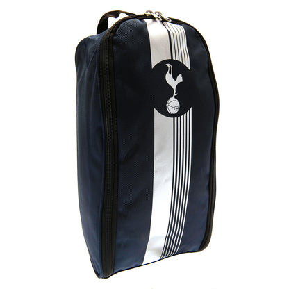 Navy shoe bag with white stripes and a Tottenham Hotspur logo on a white background