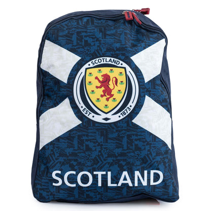 Backpack with Scottish flag design and 'Scotland' text on a white background