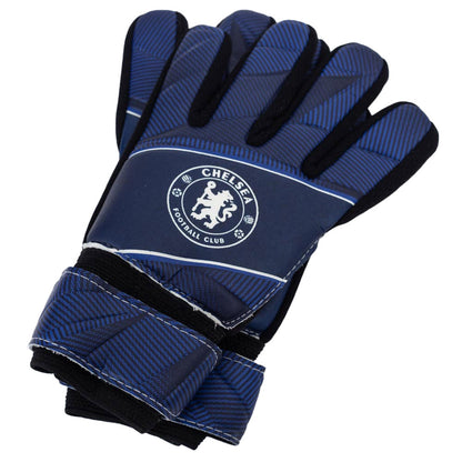 Blue gloves with Chelsea Football Club logo on a white background