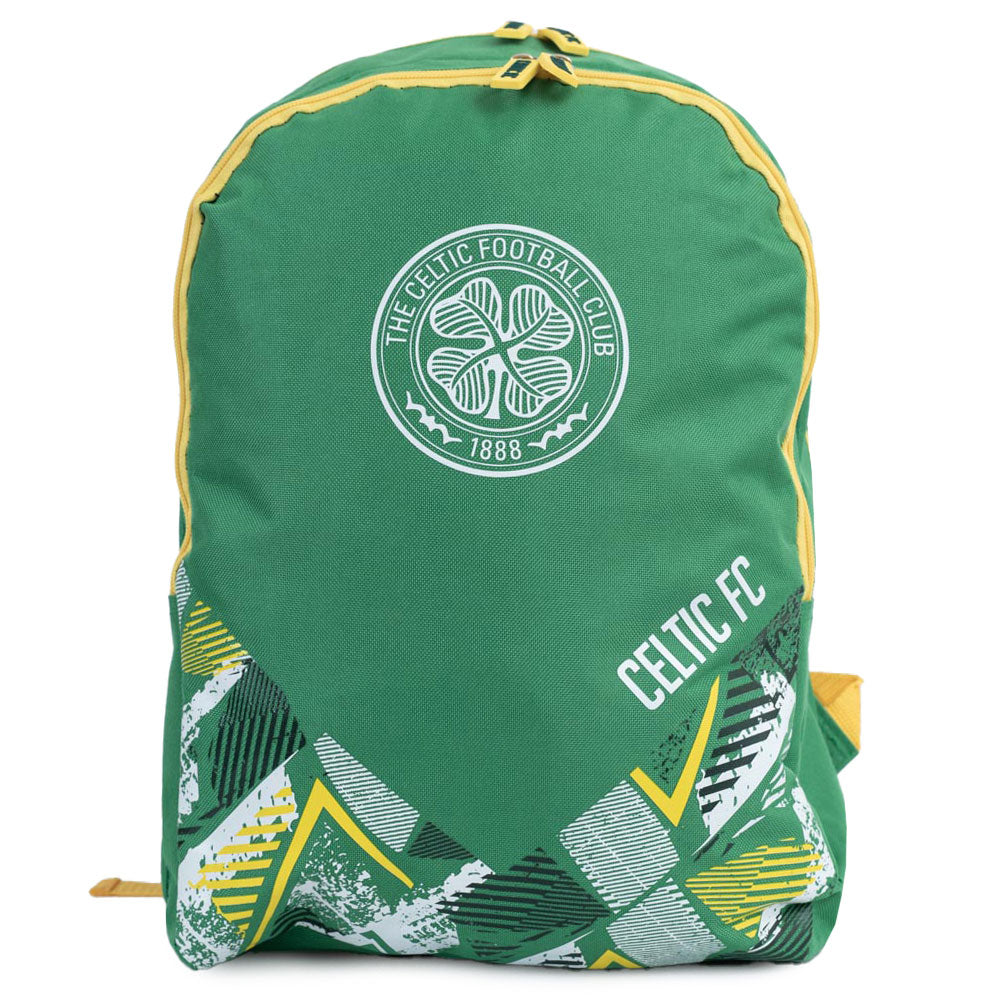 Green backpack with Celtic FC logo and design on a white background