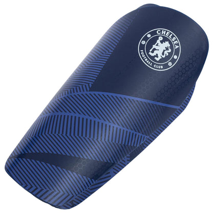 Blue shin pads with Chelsea FC logo on a white background
