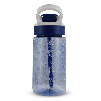 Chelsea FC water bottle with blue cap and label on a white background