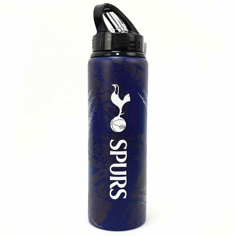 Blue water bottle with Spurs logo on a white background