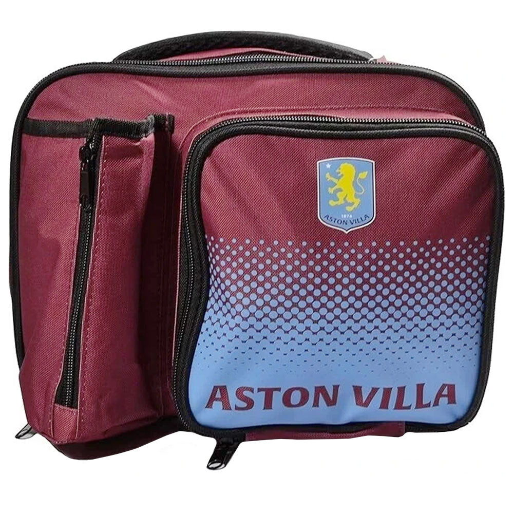Maroon and blue bag with Aston Villa logo on a white background